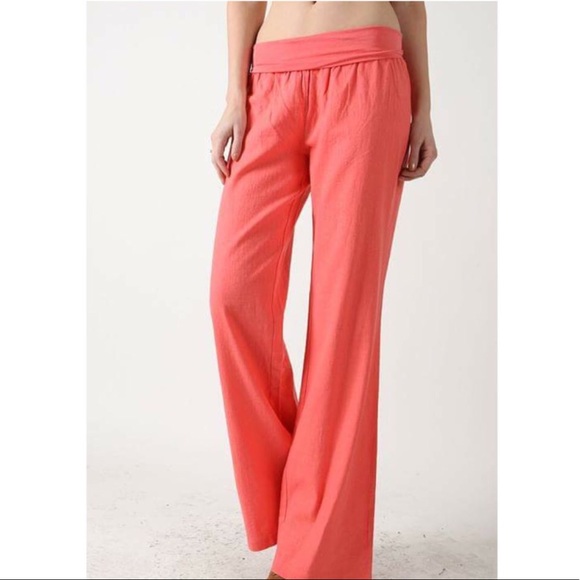 Pants - 💕BLACK linen pants with fold over waist